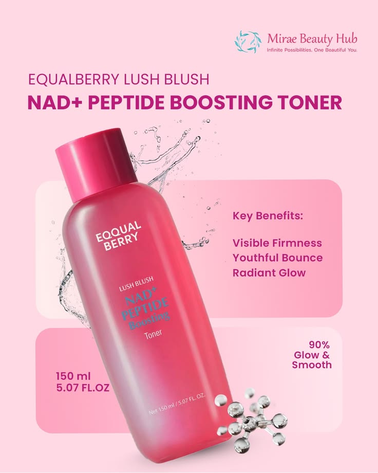 EQQUALBERRY – Lush Blush NAD+ Peptide Boosting Toner